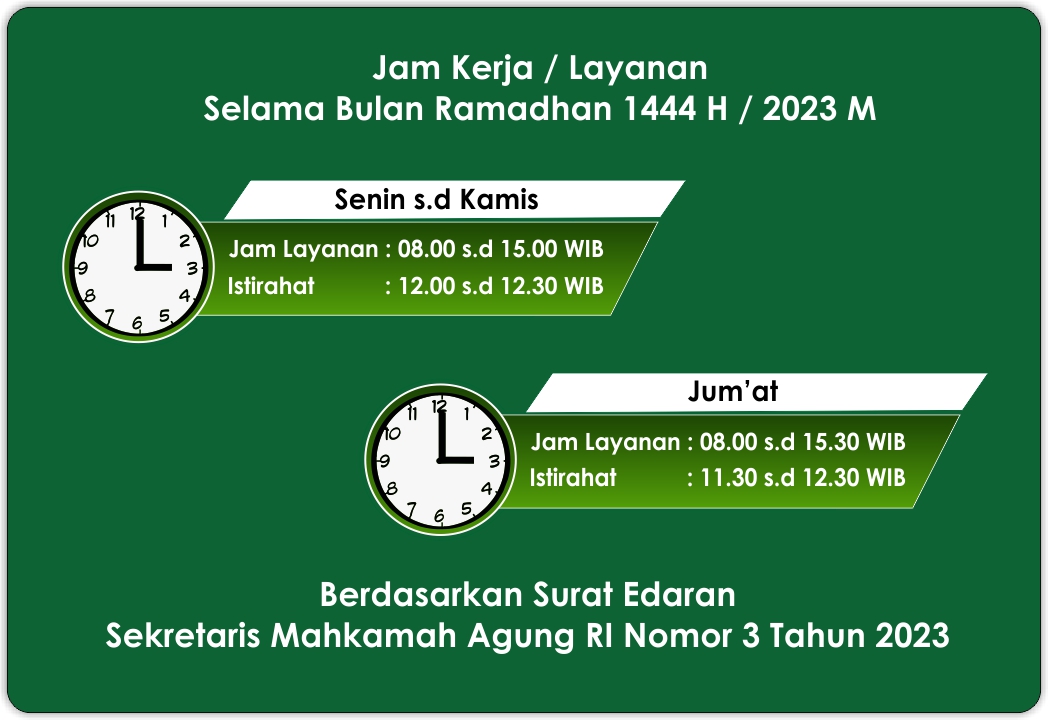 Jam Kerja / Pelayanan MS Blangkejeren selama bulan Ramadhan 1444 H / 2023 M